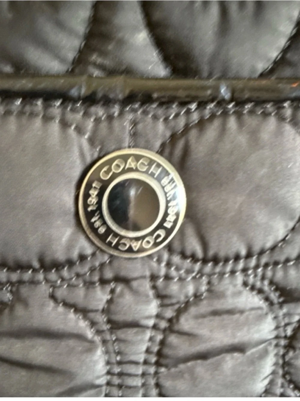 Coach Quilted Black Diaper bag with Leather Straps